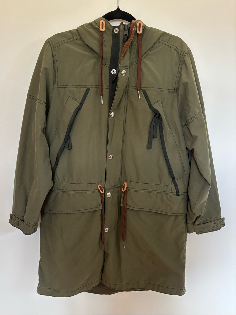 Abercrombie & Fitch Y2K Olive Utility Parka XS Corduroy Trim Hooded Jacket